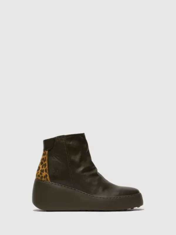 Ankle Boots | Fly London Zip Up Ankle Boots DABE461FLY DK.GREEN/TAN